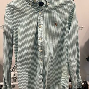 Ralph Lauren Men's Mint Striped Button Down Shirt